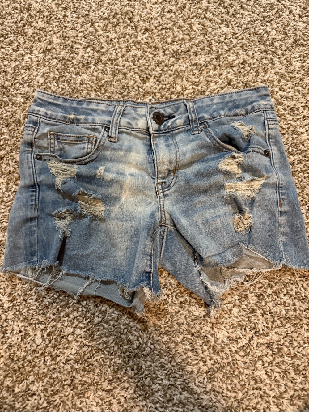 American Eagle Outfitters Light Blue Distressed Denim Cutoff Shorts